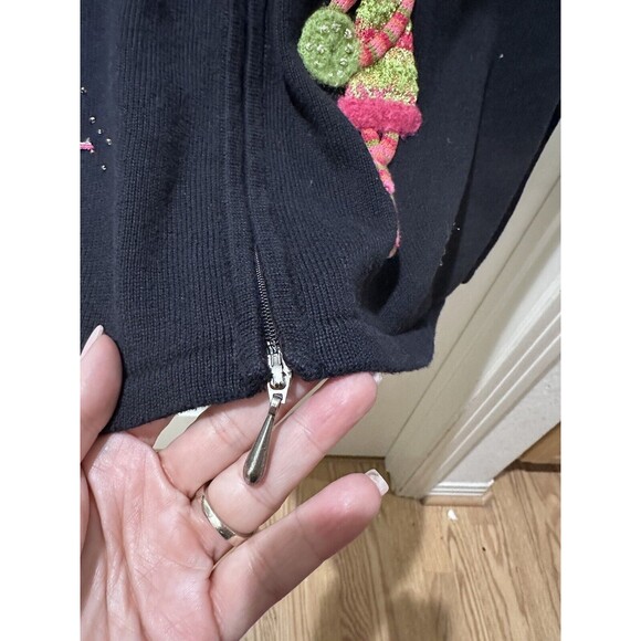 Talbots Womens Angel Full Zip Knit Cardigan Sweater XL Navy Blue Mock Neck - Picture 8 of 12